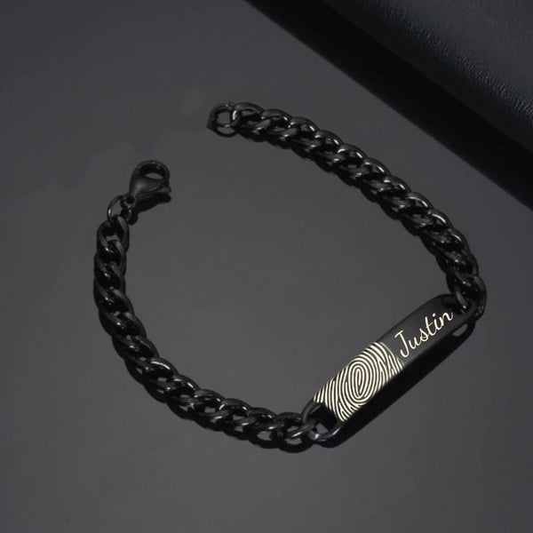 High Polished Stainless Steel Fingerprint Mens Bracelet - Bracelet > Fingerprint Bracelet > Fingerprint Jewelry > Memorial Jewelry > Stainless Steel Fingerprint Bracelet > Fingerpeint Mens Bracelet > Signature Jewelry - Aydins Jewelry - 1