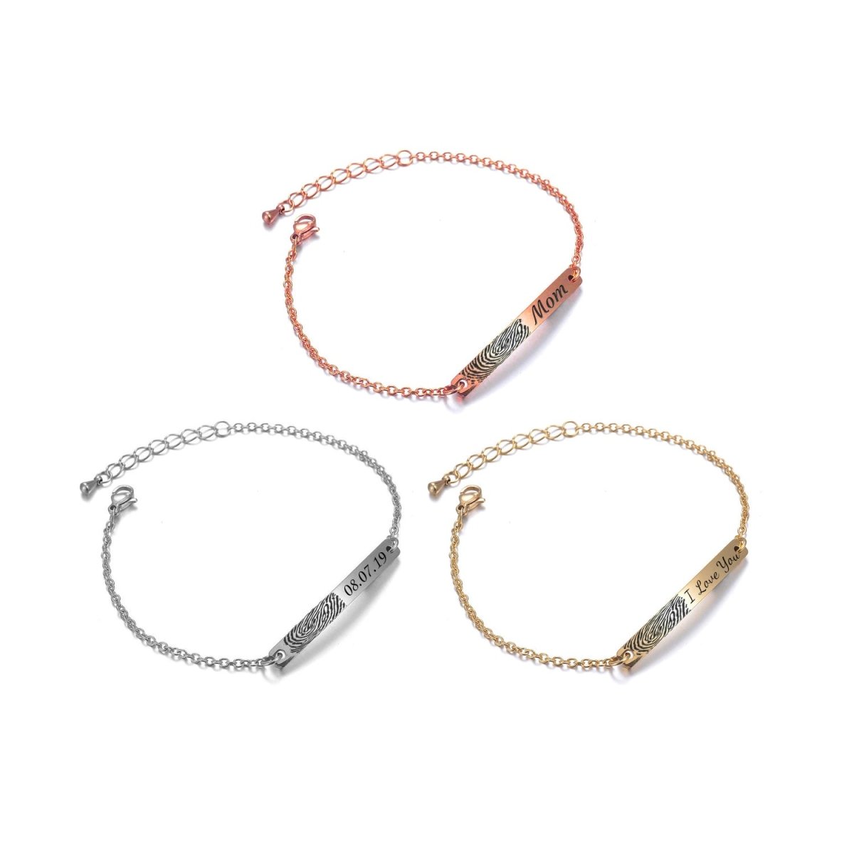 High Polished Stainless Steel Fingerprint Womens Bracelet - Bracelet > Fingerprint Bracelet > Fingerprint Jewelry > Memorial Jewelry > Stainless Steel Fingerprint Bracelet > Fingerpeint Womens Bracelet > Signature Jewelry - Aydins Jewelry - 1