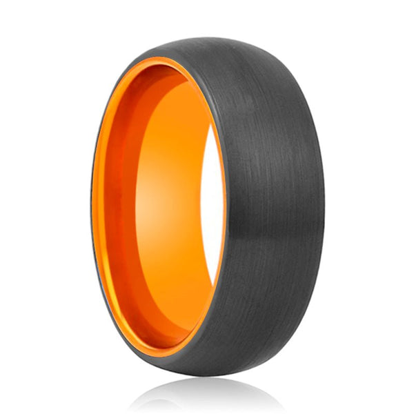 JAGUAR | Orange Ring, Black Tungsten Ring, Brushed, Domed - Rings - Aydins Jewelry - 1