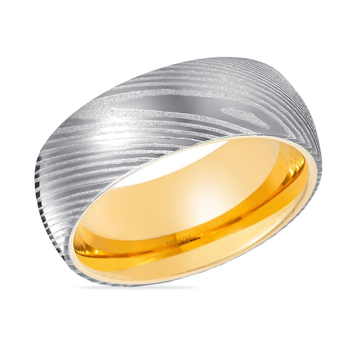 JUNO | Gold Ring, Silver Damascus Steel, Domed - Rings - Aydins Jewelry - 2
