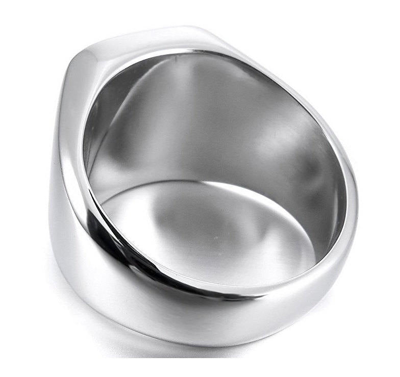 Laser Engraved Signet Ring Silver with Initial or Custom Logo - Signet Rings - Aydins Jewelry - 2