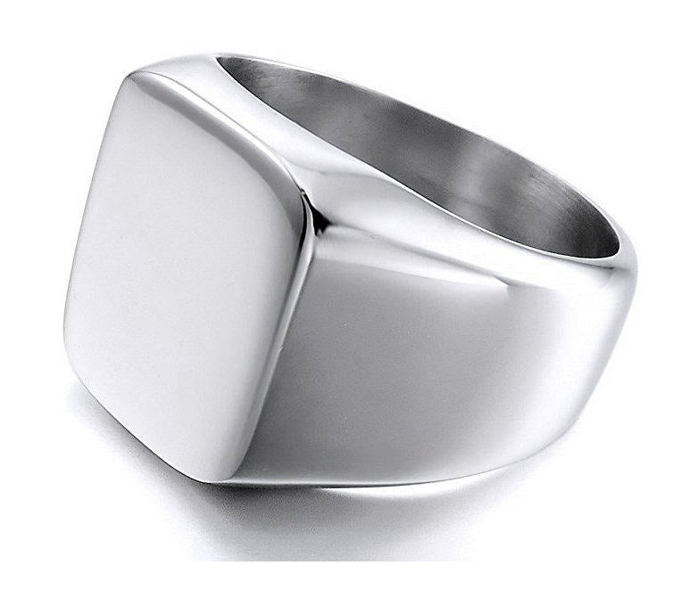 Laser Engraved Signet Ring Silver with Initial or Custom Logo - Signet Rings - Aydins Jewelry - 3