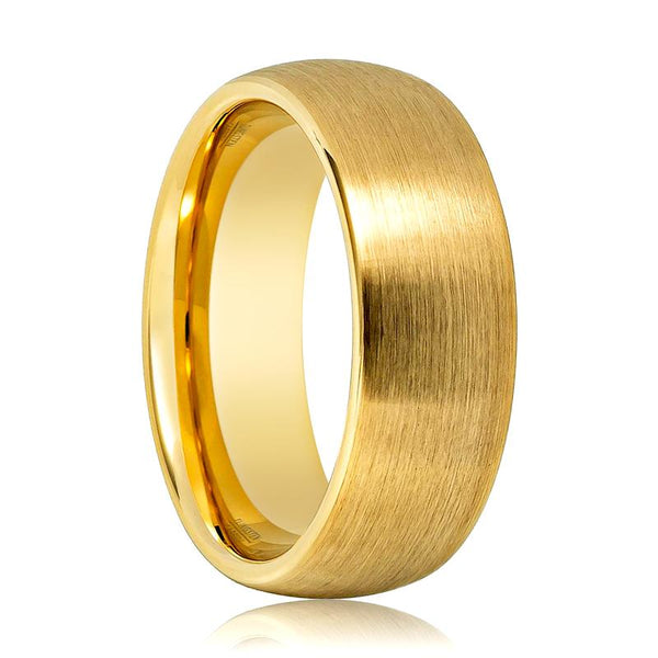LEONANTUS | Gold Tungsten Ring, Brushed, Domed - Rings - Aydins Jewelry - 1