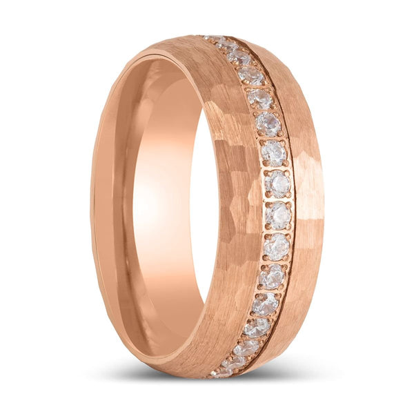 LOPEZVILLE | Rose Gold Tungsten Ring with Round Cut White CZ - Rings - Aydins Jewelry - 1