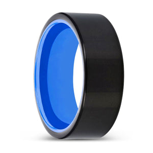 MADDEN | Blue Ring, Black Tungsten Ring, Shiny, Flat - Rings - Aydins Jewelry - 1