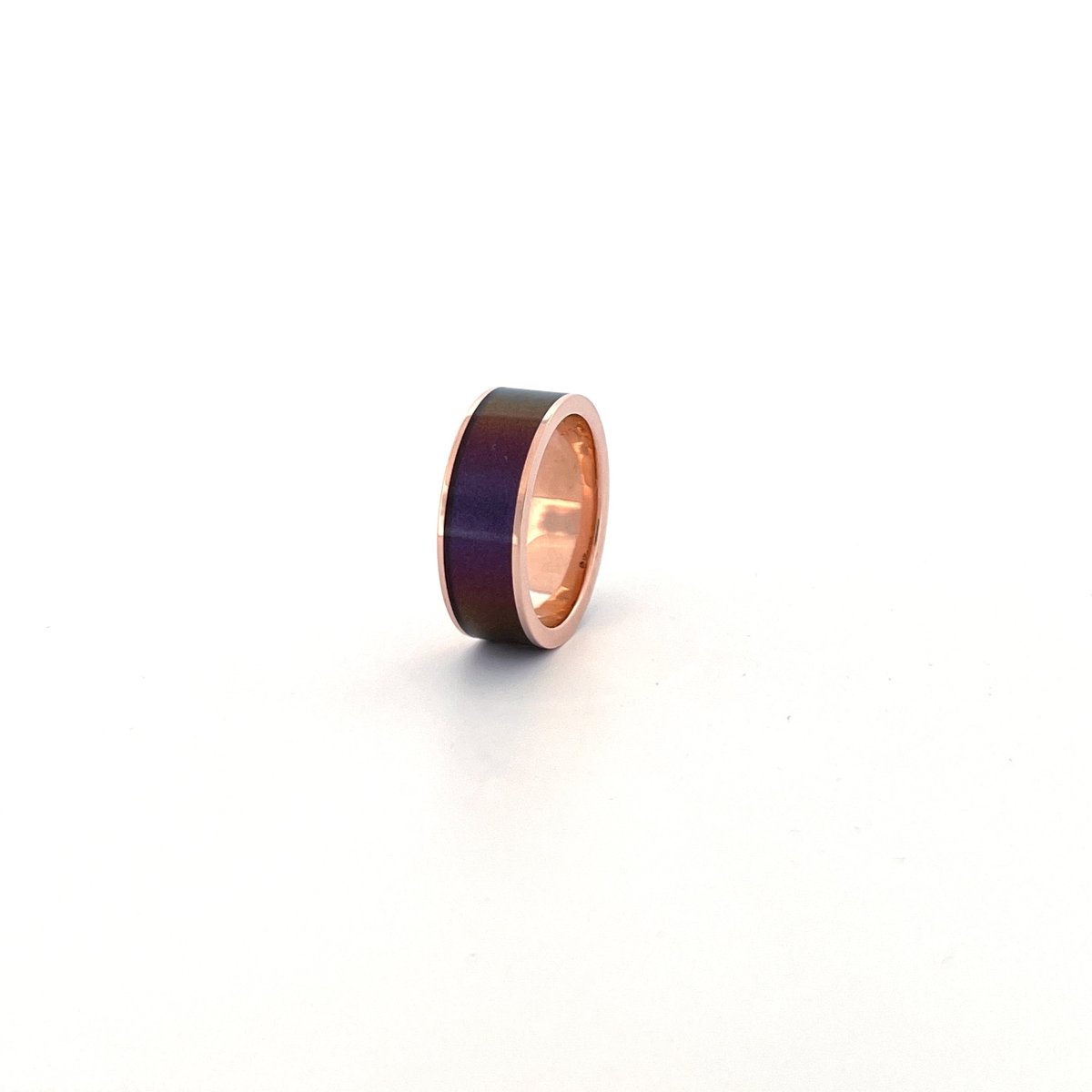 Men's 14k Rose Gold Wedding Band with Blue/Purple 14k Rose Gold men's wedding band, image 30