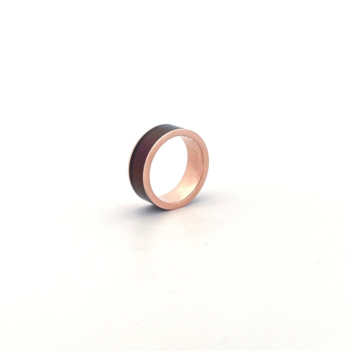 Men's 14k Rose Gold Wedding Band with Blue/Purple 14k Rose Gold men's wedding band, image 34