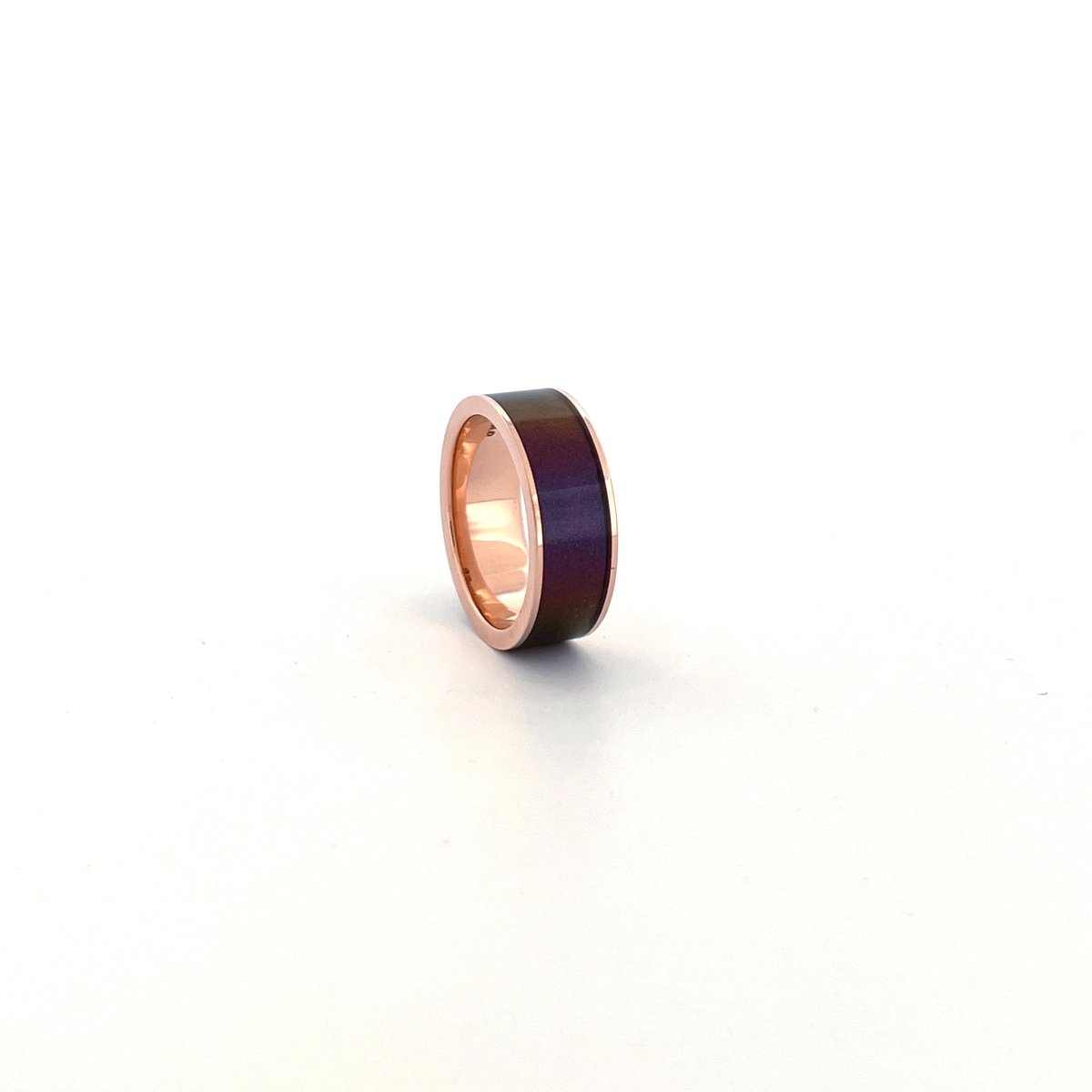 Men's 14k Rose Gold Wedding Band with Blue/Purple 14k Rose Gold men's wedding band, image 48
