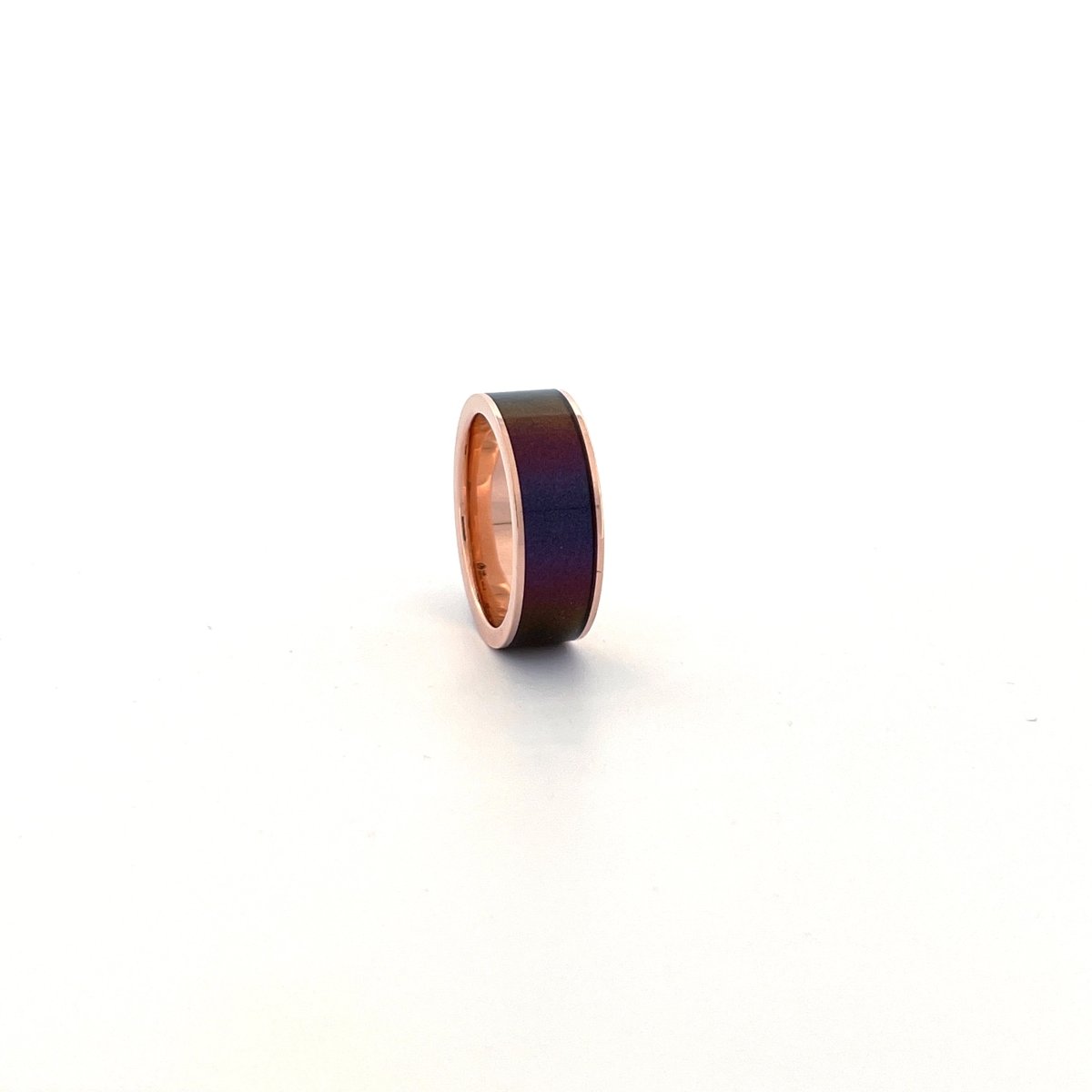 Men's 14k Rose Gold Wedding Band with Blue/Purple 14k Rose Gold men's wedding band, image 49