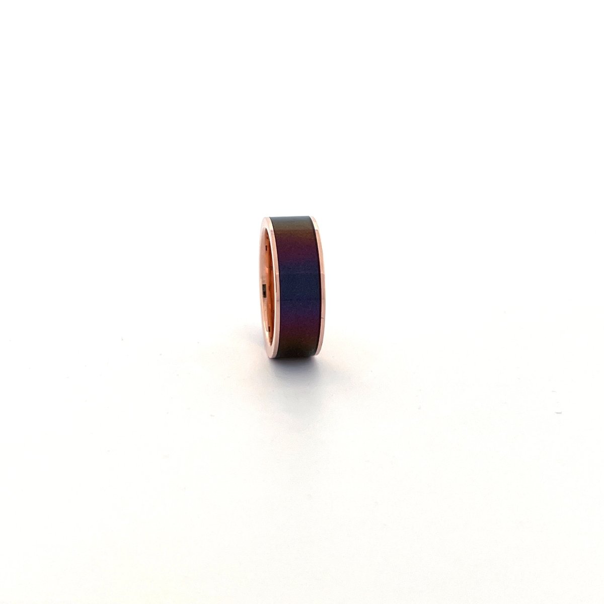 Men's 14k Rose Gold Wedding Band with Blue/Purple 14k Rose Gold men's wedding band, image 50