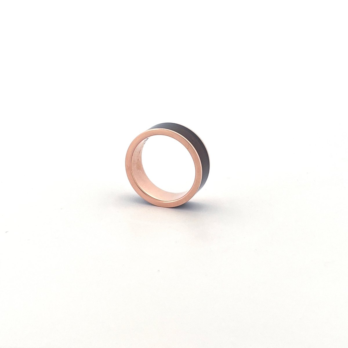 Color-Changing Opal inlay 14k rose gold wedding band 8mm, additional view 18