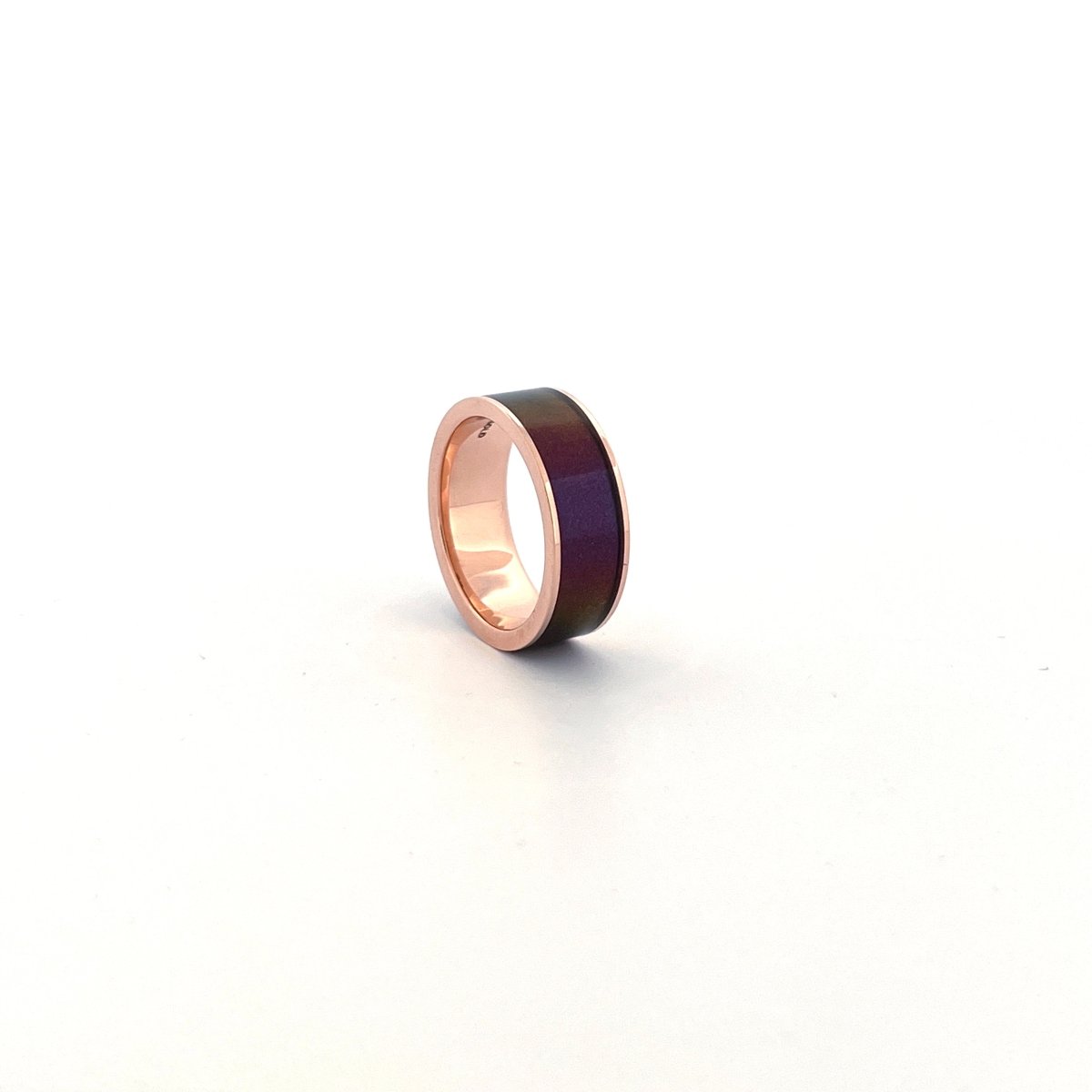 Men's 14k Rose Gold Wedding Band with Blue/Purple 14k Rose Gold men's wedding band, image 47