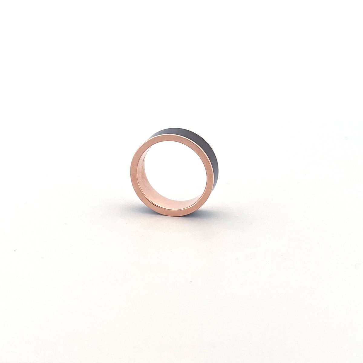 Color-Changing Opal inlay 14k rose gold wedding band 8mm, additional view 17