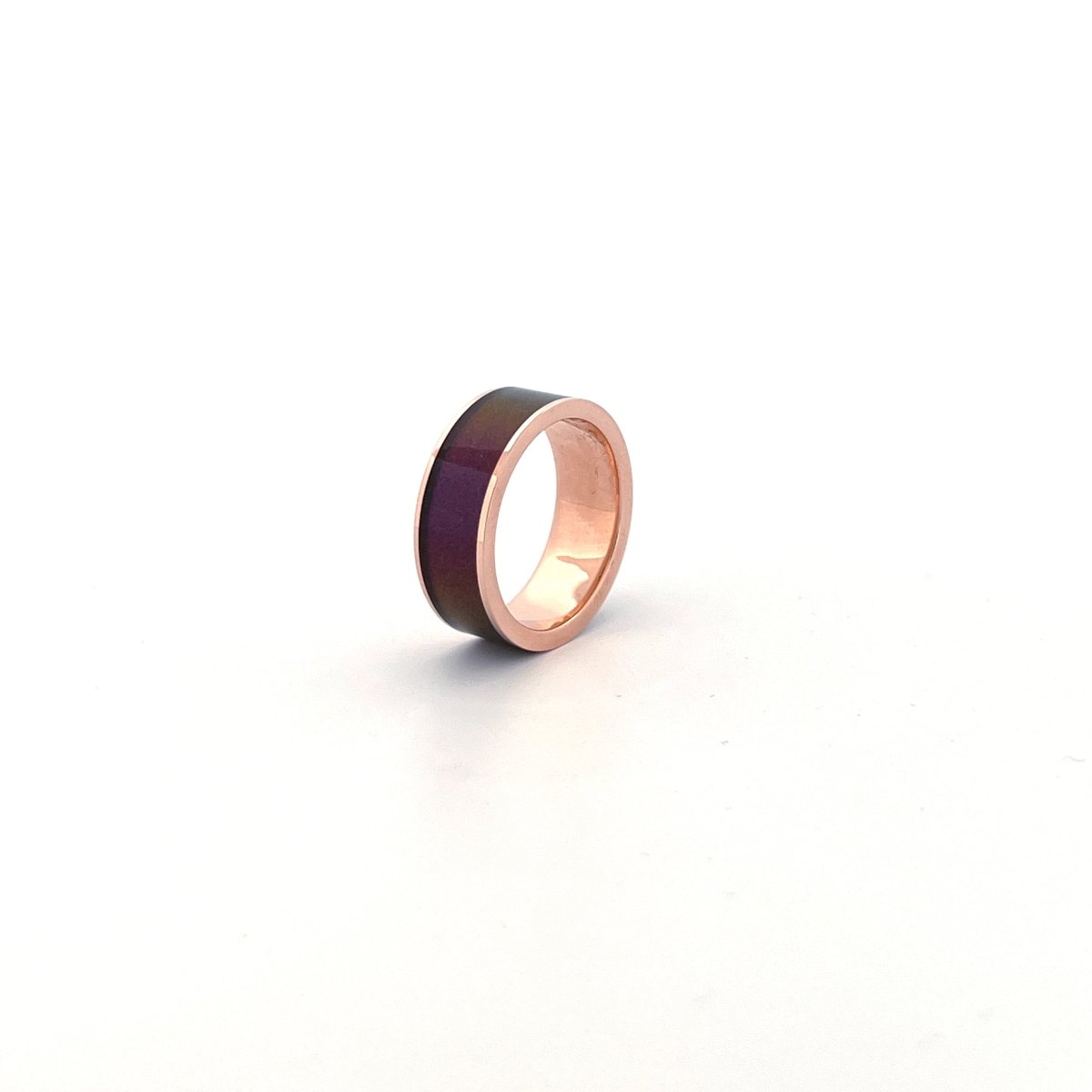 Men's 14k Rose Gold Wedding Band with Blue/Purple 14k Rose Gold men's wedding band, image 32