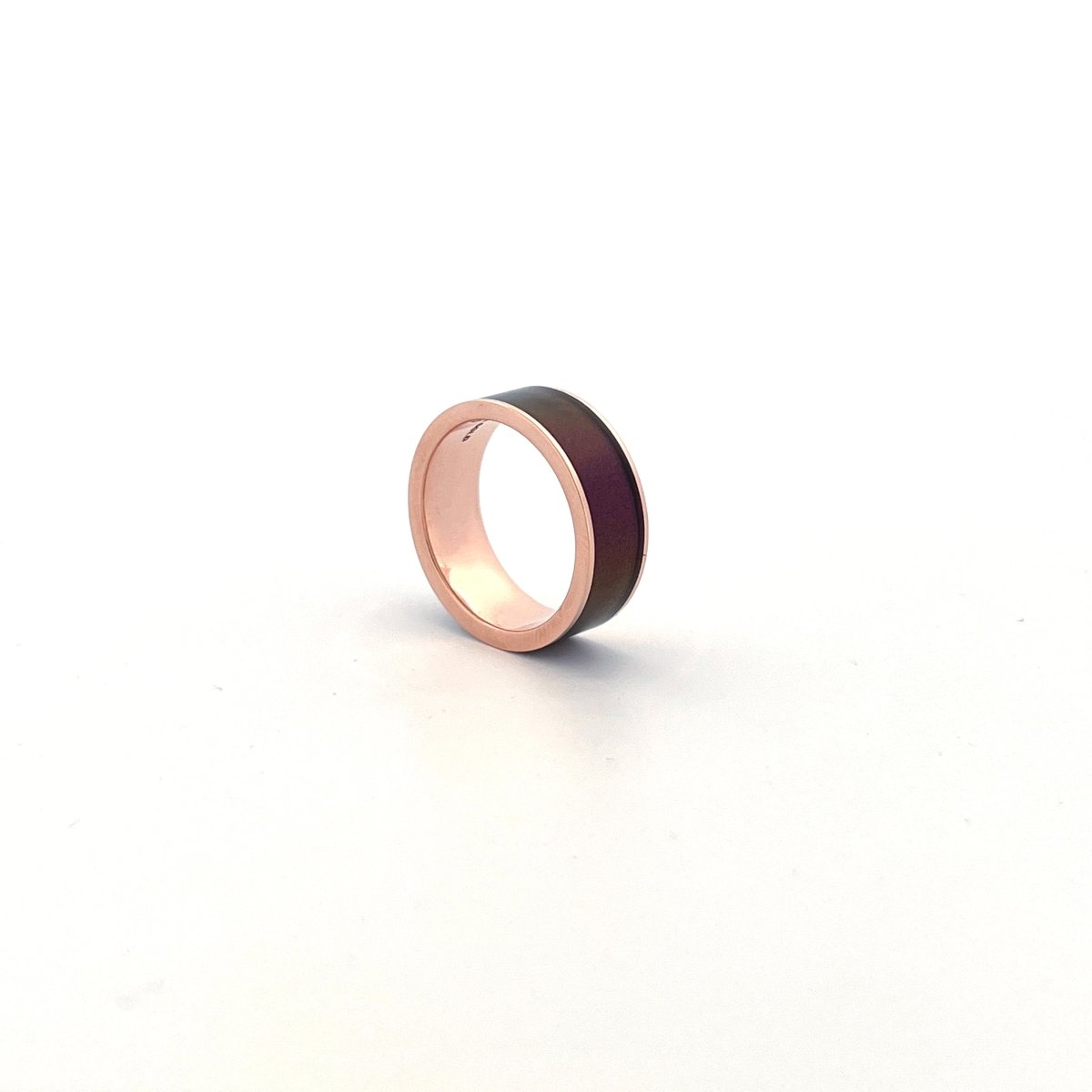 Men's 14k Rose Gold Wedding Band with Blue/Purple 14k Rose Gold men's wedding band, image 45