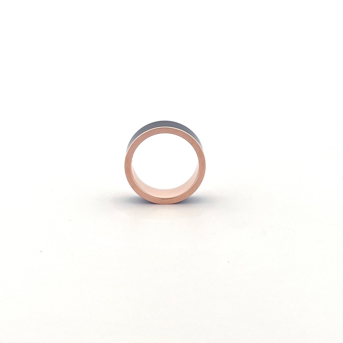 Color-Changing Opal inlay 14k rose gold wedding band 8mm, additional view 15