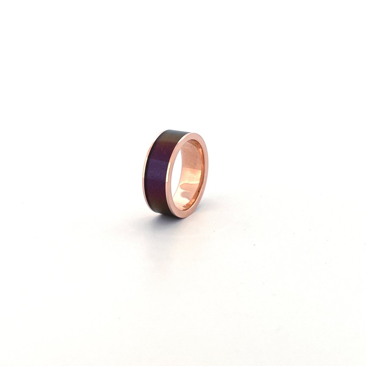 Men's 14k Rose Gold Wedding Band with Blue/Purple 14k Rose Gold men's wedding band, image 31