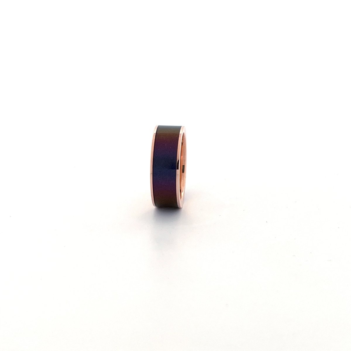 Men's 14k Rose Gold Wedding Band with Blue/Purple 14k Rose Gold men's wedding band, image 28