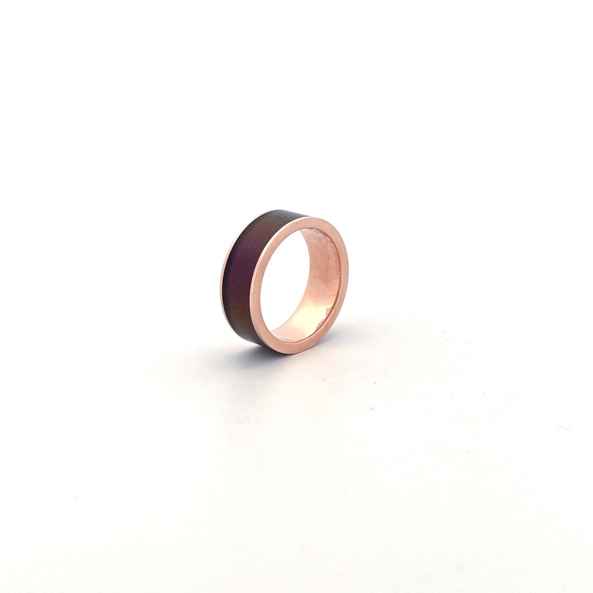 Men's 14k Rose Gold Wedding Band with Blue/Purple 14k Rose Gold men's wedding band, image 33