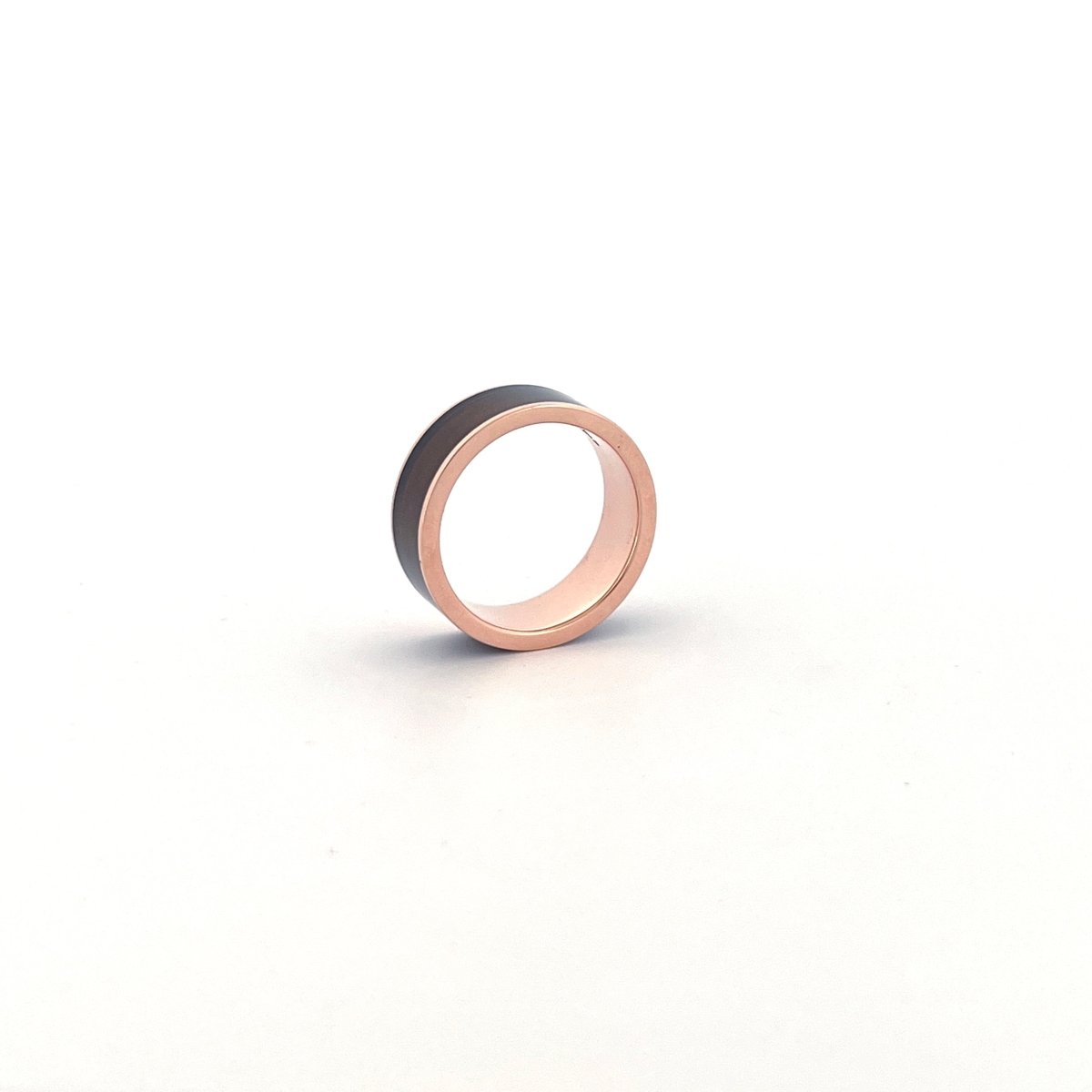 Color-Changing Opal inlay 14k rose gold wedding band 8mm, additional view 12