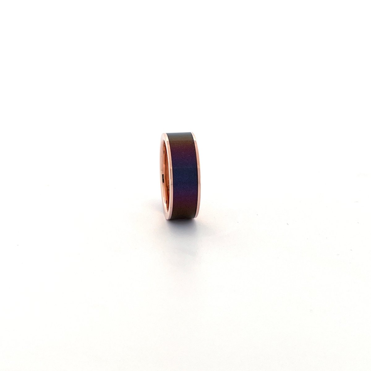 Men's 14k Rose Gold Wedding Band with Blue/Purple 14k Rose Gold men's wedding band, image 26