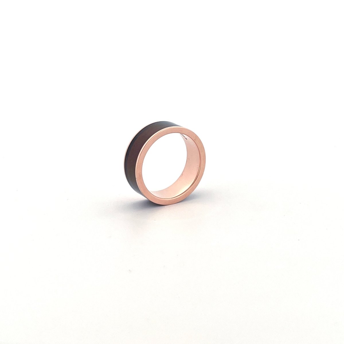 Color-Changing Opal inlay 14k rose gold wedding band 8mm, additional view 11