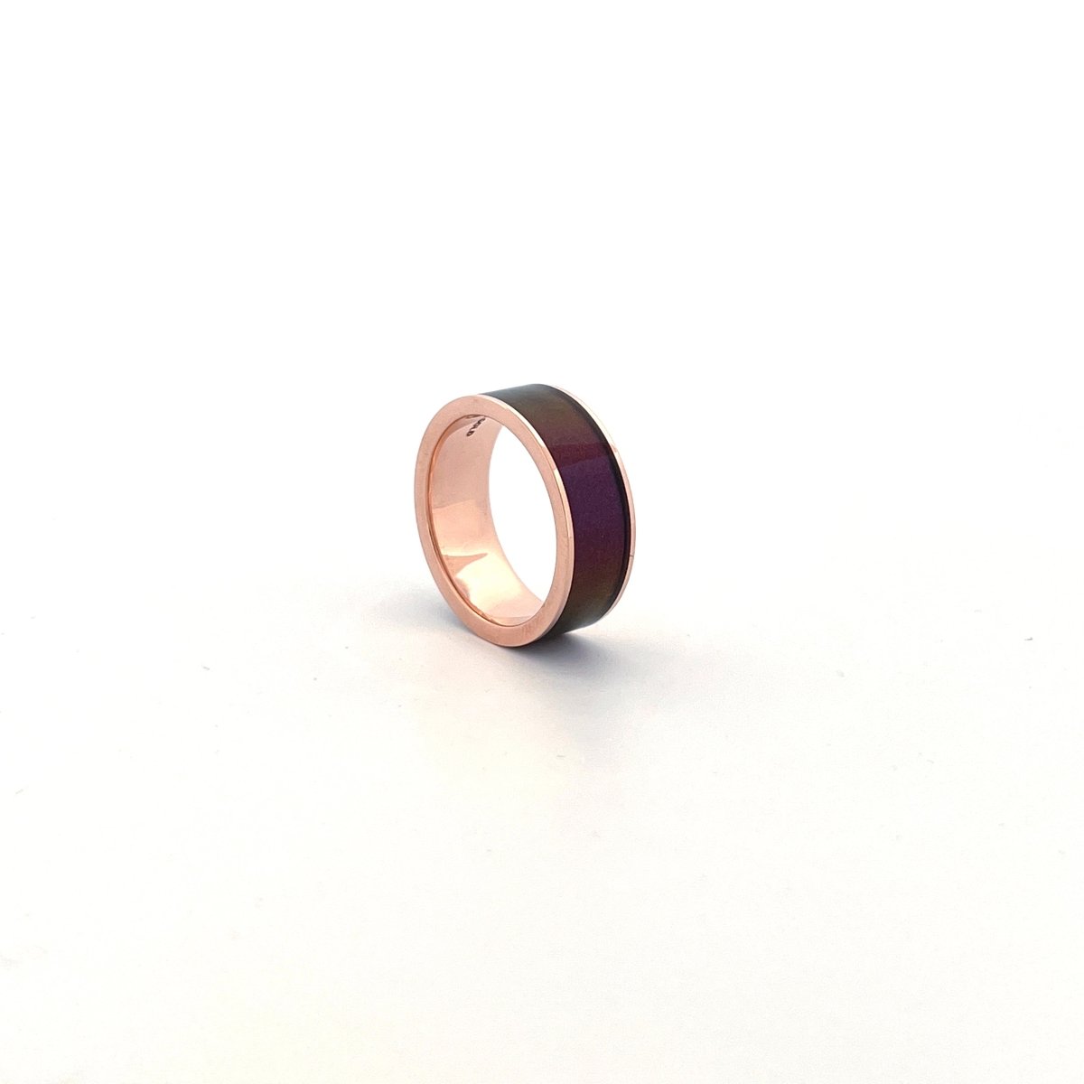 Men's 14k Rose Gold Wedding Band with Blue/Purple 14k Rose Gold men's wedding band, image 46