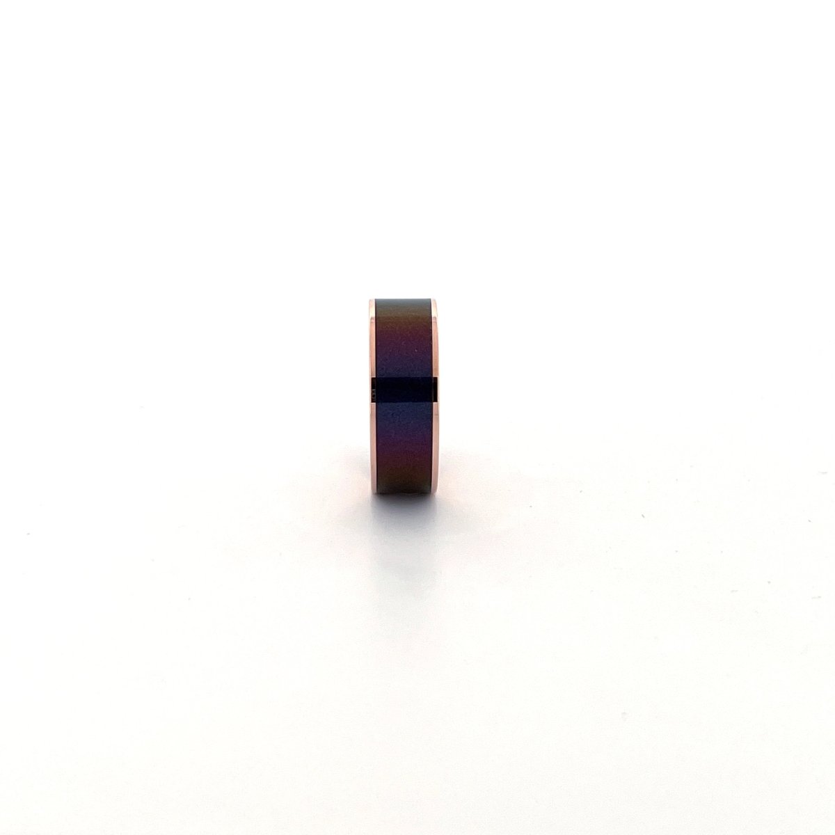 Men's 14k Rose Gold Wedding Band with Blue/Purple 14k Rose Gold men's wedding band, image 27