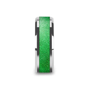 Men's Tungsten Wedding Band with Green Sparkling I Tungsten Carbide men's wedding band, image 3