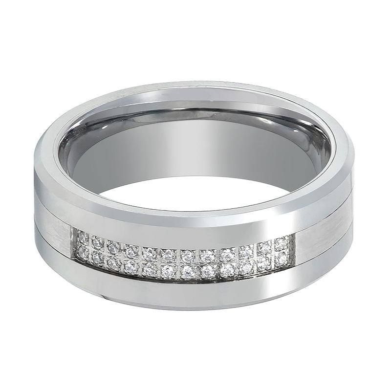 SPARKLUXE — detail view — men's tungsten carbide wedding ring | Aydins Jewelry