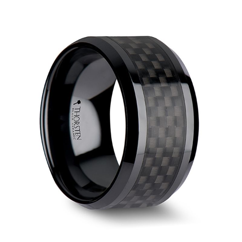 ONYX Black Ceramic men's wedding band, image 2