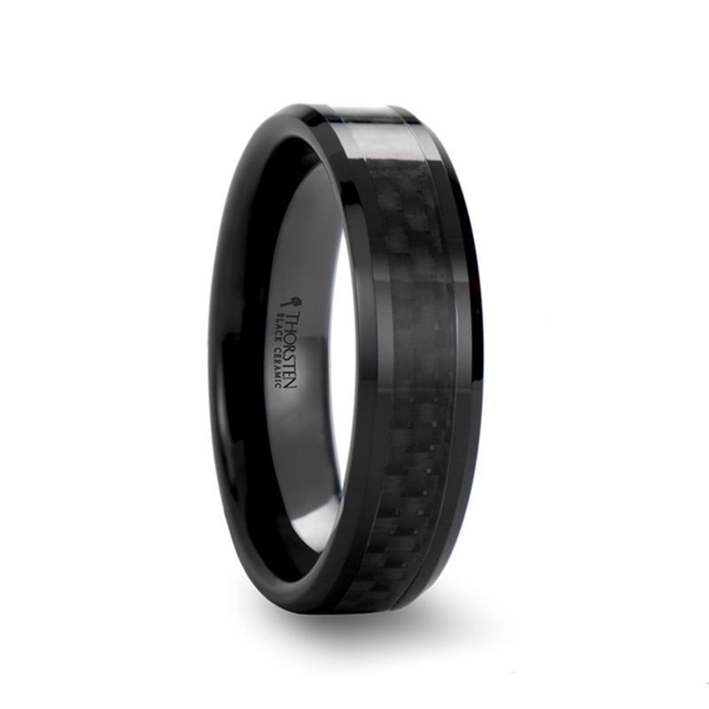 ONYX Black Ceramic men's wedding band, image 3