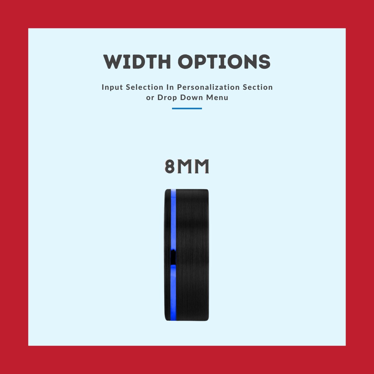 ORPHIC | Blue & Red Wood, Black Tungsten Ring, Blue Offset Groove, Flat - Rings - Aydins Jewelry - 3