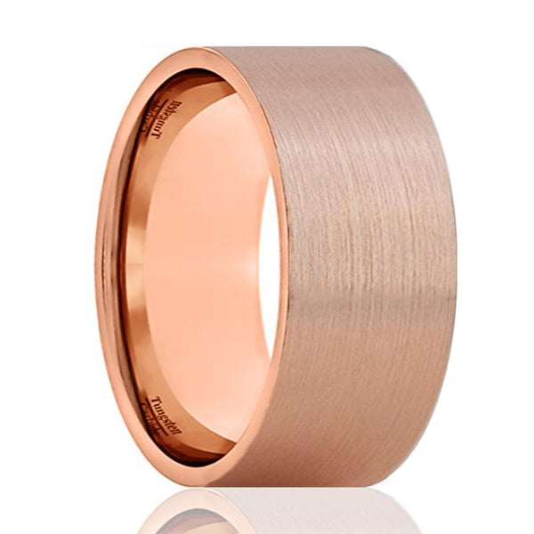 PERCY | Rose Gold Tungsten Ring, Brushed, Flat - Rings - Aydins Jewelry - 1