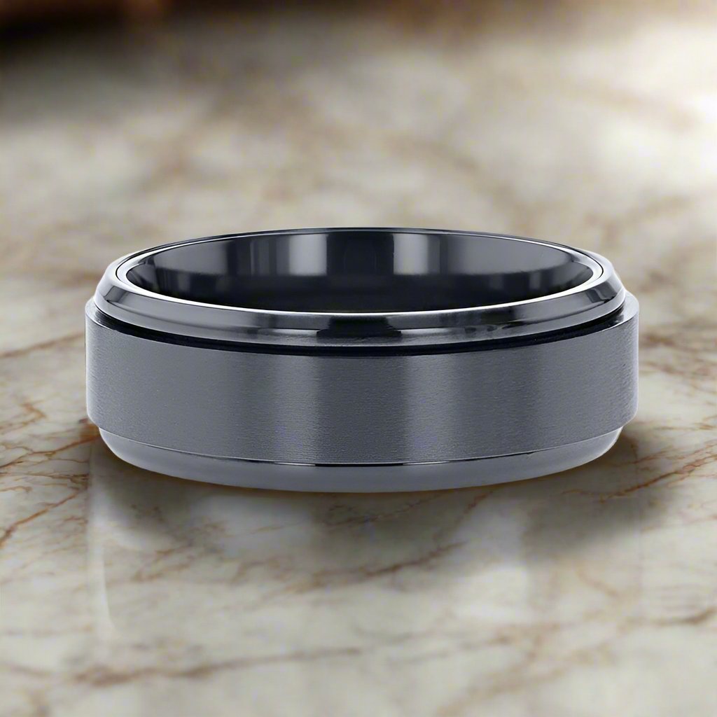 PHANTOM | Black Titanium Ring, Spinner Wedding Band - Rings - Aydins Jewelry - 3
