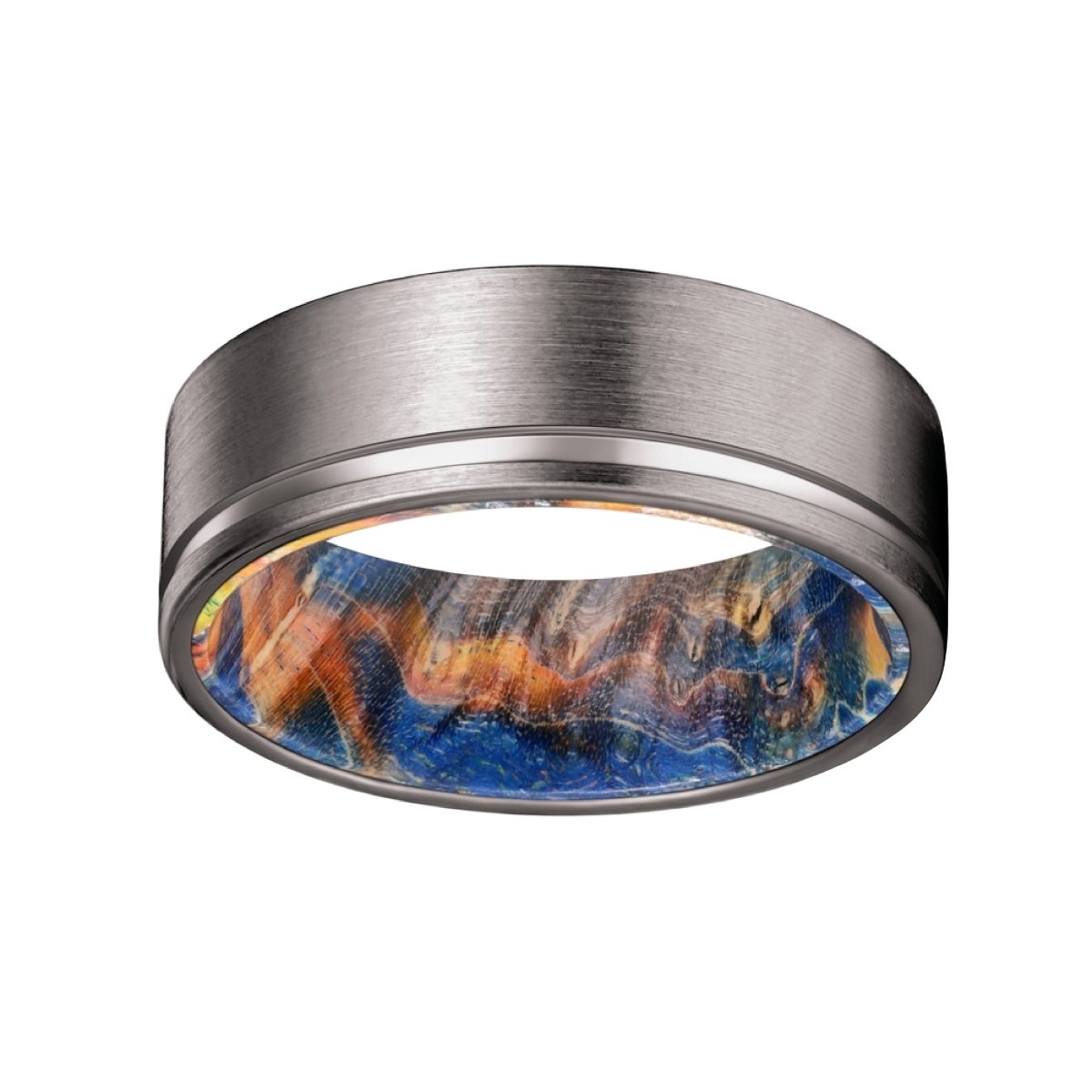 PIONEER — angled view — men's tungsten carbide wedding ring | Aydins Jewelry
