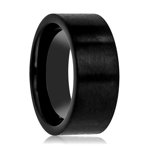 OBSIDIANIX | Black Tungsten Ring, Brushed, Flat - Rings - Aydins Jewelry - 1