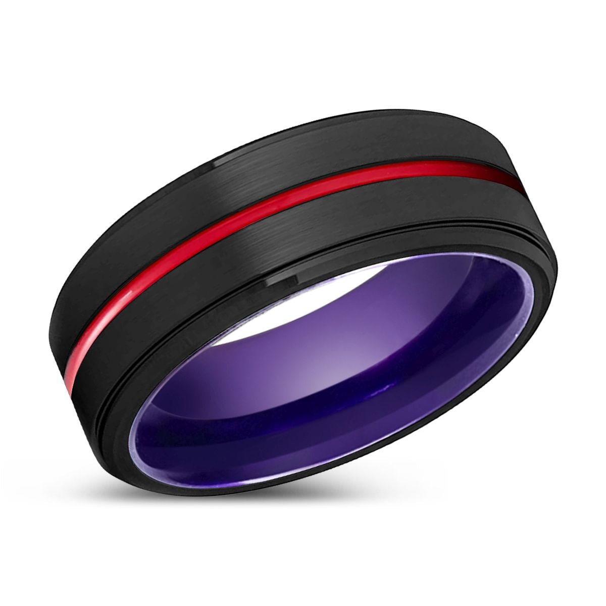 PUREBORN | Purple Ring, Black Tungsten Ring, Red Groove, Stepped Edge - Rings - Aydins Jewelry - 2
