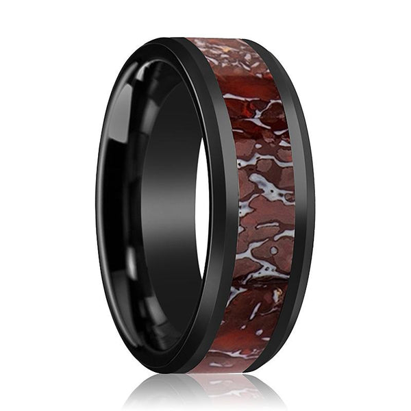 REXXY | Ceramic Ring Red Dinosaur Bone Inlay - Rings - Aydins Jewelry - 1