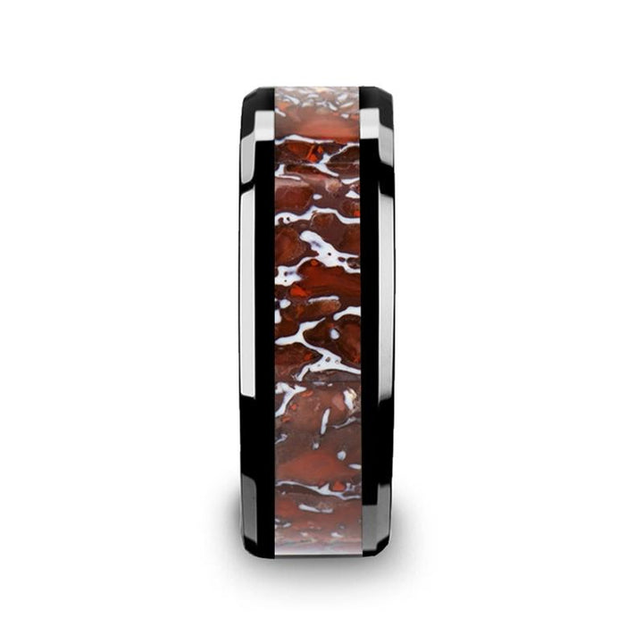 REXXY | Ceramic Ring Red Dinosaur Bone Inlay - Rings - Aydins Jewelry - 3