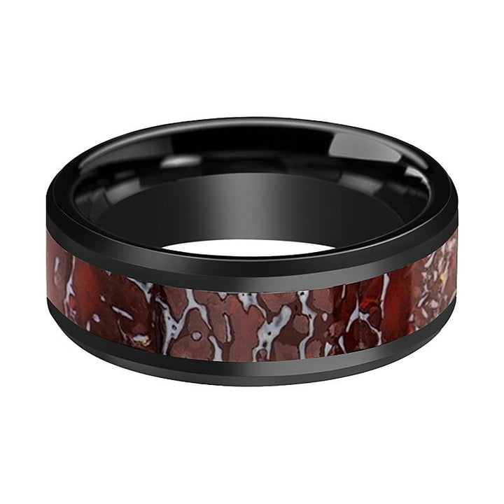 REXXY | Ceramic Ring Red Dinosaur Bone Inlay - Rings - Aydins Jewelry - 2