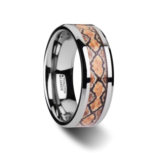 SERPENTINE | Tungsten Ring Boa Snake Skin Design Inlay - Rings - Aydins Jewelry - 1