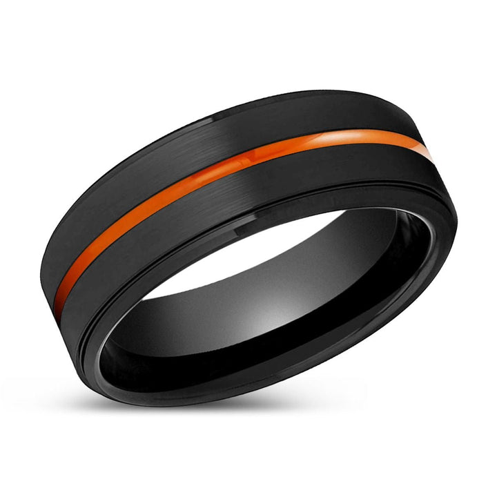SHADOW | Black Ring, Black Tungsten Ring, Orange Groove, Stepped Edge - Rings - Aydins Jewelry - 2