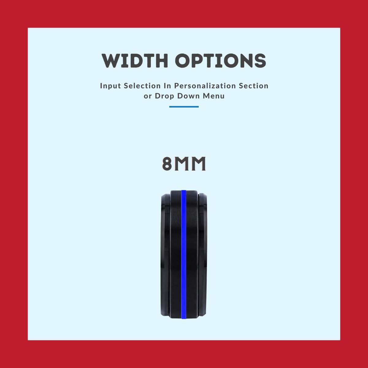 SMISON | Green & Red Wood, Black Tungsten Ring, Blue Groove, Stepped Edge - Rings - Aydins Jewelry - 3