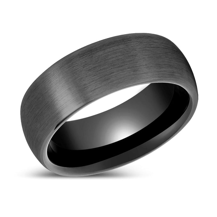 SMOKEYLADE | Gun Metal Tungsten Ring, Brushed, Domed - Rings - Aydins Jewelry - 2