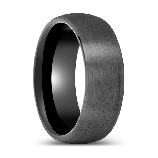 SMOKEYLADE | Gun Metal Tungsten Ring, Brushed, Domed - Rings - Aydins Jewelry - 1