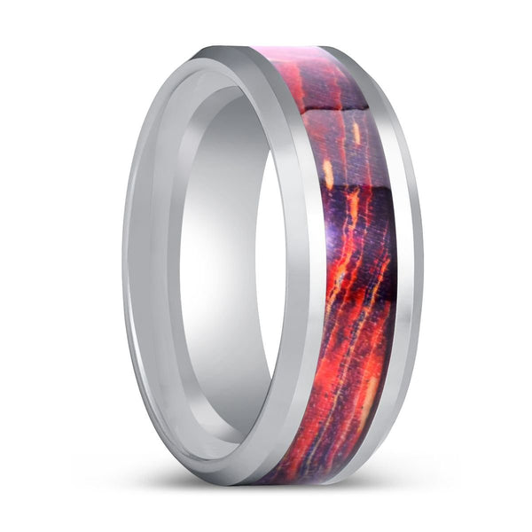 STARLIGHTIA | Silver Tungsten Ring, Galaxy Wood Inlay Ring, Silver Edges - Rings - Aydins Jewelry - 1