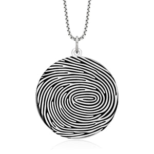 Sterling Silver Fingerprint Circle Pendant - Pendant > Fingerprint Necklace > Fingerprint Jewelry > Memorial Jewelry > Sterling Silver Fingerprint Necklace > Fingerprint Charm > Signature Jewelry > Photo Pendant > Real Photo Jewelry > - Aydins Jewelry - 2