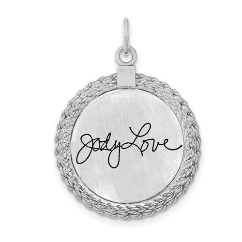 Sterling Silver Fingerprint Circle Pendant With Rope - Pendant > Fingerprint Necklace > Fingerprint Jewelry > Memorial Jewelry > Sterling Silver Fingerprint Necklace > Fingerprint Charm > Signature Jewelry > Photo Pendant > Real Photo Jewelry > - Aydins Jewelry - 6