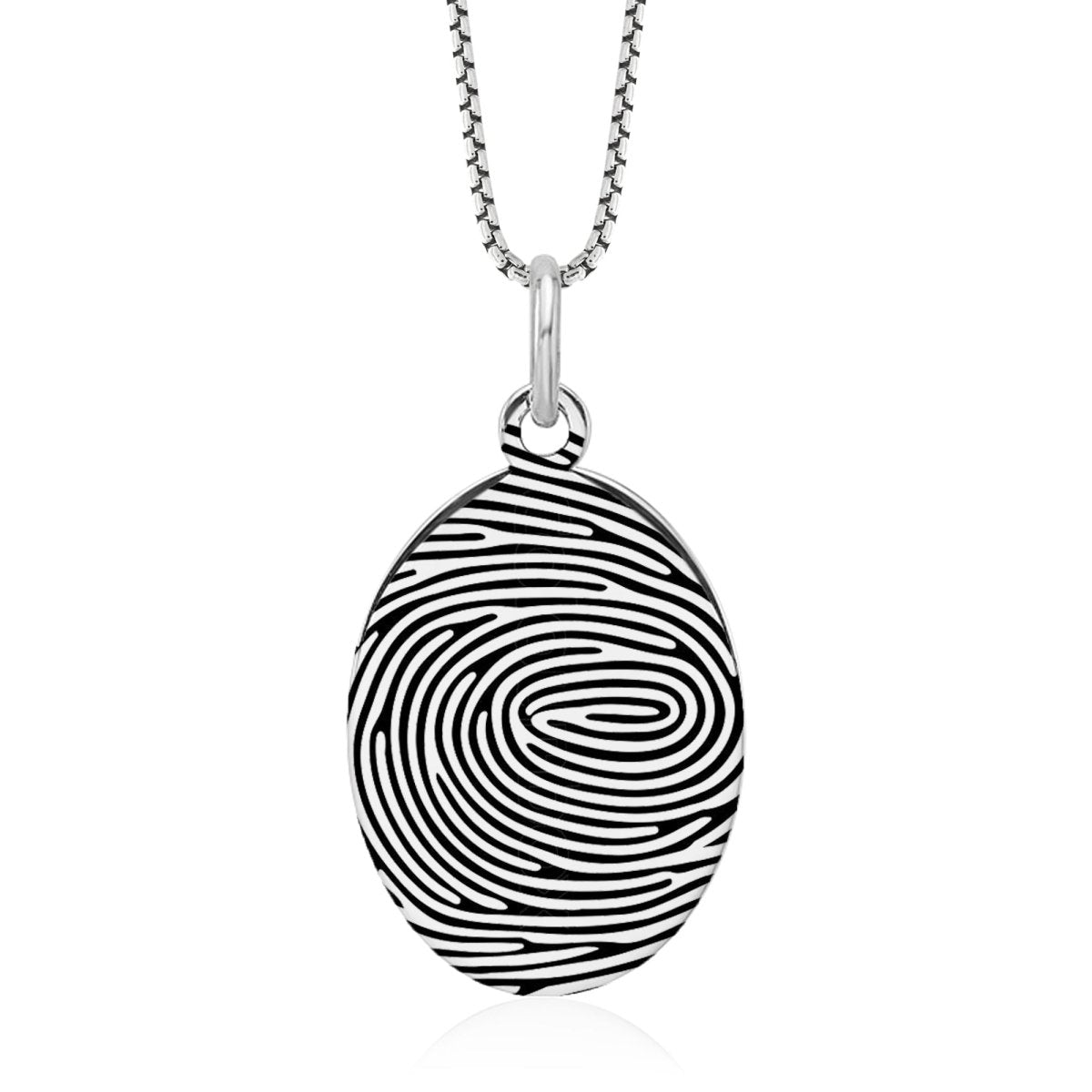 Sterling Silver Fingerprint Oval Pendant - Pendant > Fingerprint Necklace > Fingerprint Jewelry > Memorial Jewelry > Sterling Silver Fingerprint Necklace > Fingerprint Charm > Signature Jewelry > Photo Pendant > Real Photo Jewelry > - Aydins Jewelry - 1